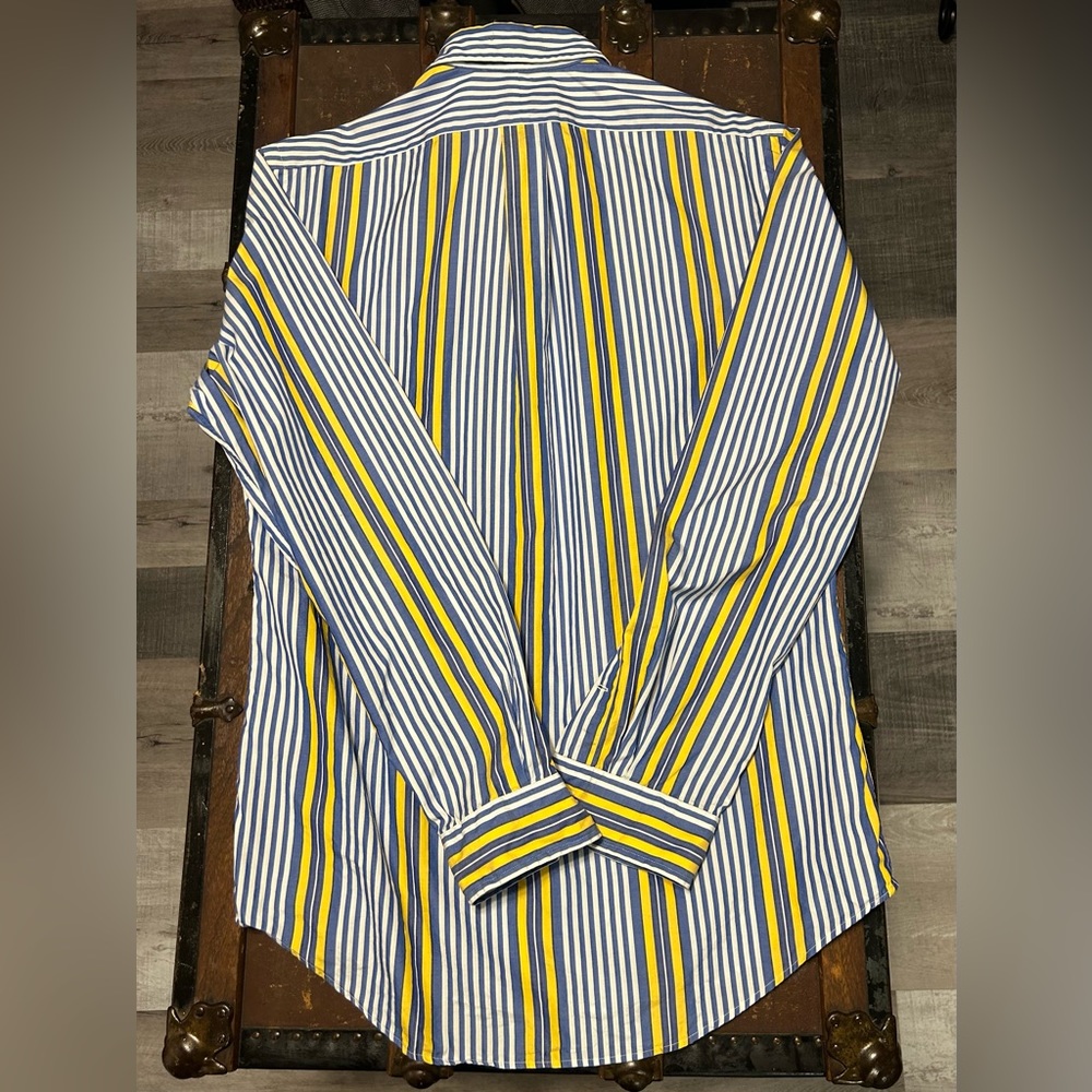 Ralph Lauren blue, white, yellow Custom Fit men’s button down shirt size M - Picture 4 of 4